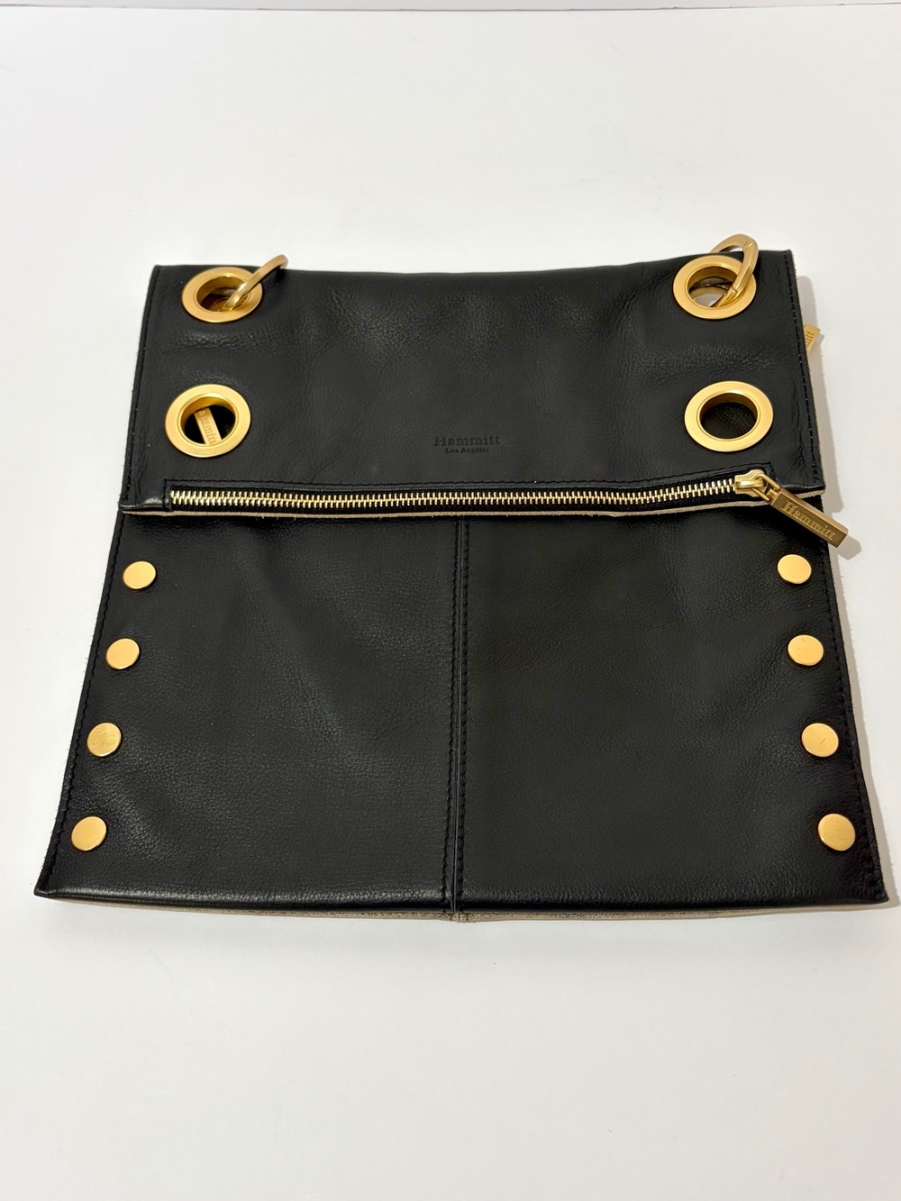 Hammitt Large Montana Reversible Black Leather Crossbody with Gold Hardware